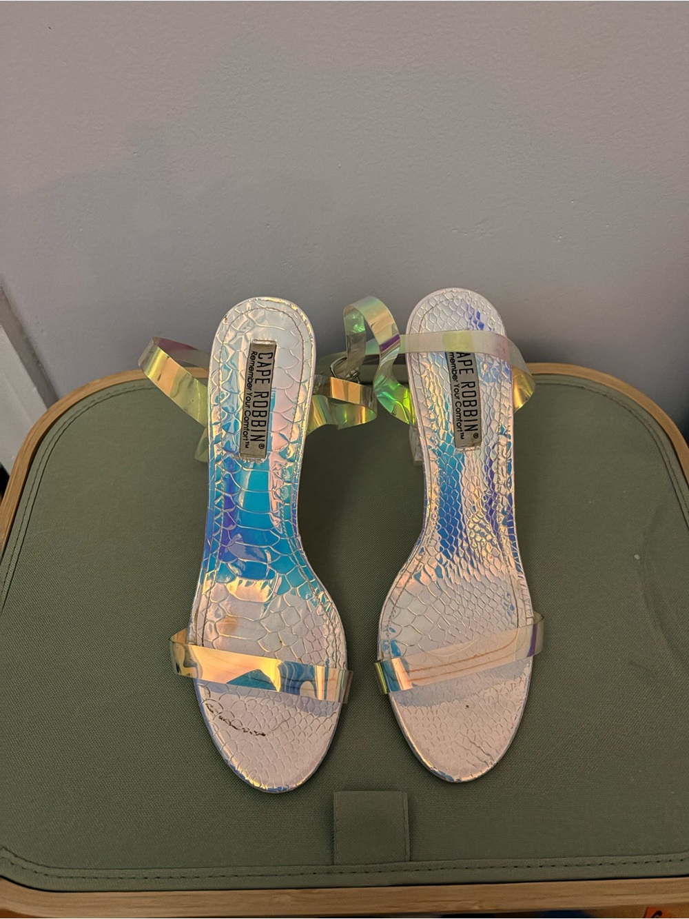 Cape Robbin Iridescent Holographic Heeled Sandals - Multicolor